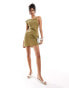 ASOS DESIGN one shoulder mini dress with back bra detail in khaki Зеленый, 44 - фото #1