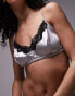 Фото #2 товара Topshop satin soft bra and short set in grey