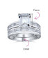 ფოტო #4 პროდუქტის Personalize Art Deco Style 2CT Emerald Cut Baguette Wedding Band AAA CZ Anniversary Engagement Ring Set For Women .925 Sterling Silver Customizable