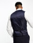 ASOS DESIGN super skinny suit waistcoat in navy micro texture