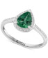Фото #1 товара Кольцо EFFY Collection brasilica Emerald-Diamond Pear-Shaped 14k White Gold.