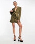 Фото #4 товара Kyo The Brand tailored blazer mini dress with removeable foldover belt detail in khaki