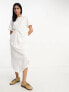 River Island – Midi-T-Shirt-Kleid in Weiß mit verdrehter Vorderseite