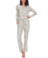 Фото #3 товара Erica Lace-Trim Printed Knit Pajama Set