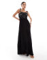 Фото #1 товара River Island crochet top tiered maxi dress in black