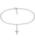 ფოტო #1 პროდუქტის Cubic Zirconia Dangle Cross Ankle Bracelet in Sterling Silver, Created for Macy's