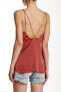 Free People 123758 Scallop Satin burnt earth red Camisole Top size M