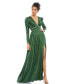 ფოტო #1 პროდუქტის Women's Ieena Satin Puff Shoulder Rhinestone Encrusted Gown