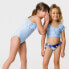 ფოტო #2 პროდუქტის Toddler, Child Girls Powder Blue Sustainable Stripe Bow Swimsuit