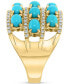 Фото #4 товара EFFY® Turquoise & Diamond (1/3 ct. t.w.) Multirow Statement Ring in 14k Gold