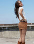 ASOS DESIGN belted suede mini skirt in tan