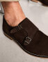 Фото #3 товара ASOS DESIGN monk shoes in brown suede with natural sole