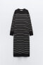 Striped long knit dress