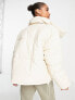 Missguided faux leather puffer jacket in white