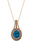 Deep Sea Blue Topaz (4 ct. t.w.) & Diamond (7/8 ct. t.w.) 18" Pendant Necklace in 14k Rose Gold