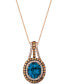 Фото #1 товара Deep Sea Blue Topaz (4 ct. t.w.) & Diamond (7/8 ct. t.w.) 18" Pendant Necklace in 14k Rose Gold