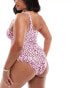 Фото #3 товара Vero Moda Curve ruched one shoulder swimsuit in pastel lavender leopard print