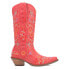 Dingo Beetle Juice Floral Embroidered Snip Toe Cowboy Womens Red Casual Boots D