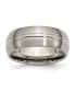 Фото #1 товара Titanium Brushed Center Grooved Wedding Band Ring