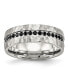 Фото #1 товара Stainless Steel Brushed Hammered Black CZ 7.5mm Band Ring