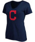 Фото #3 товара Plus Size Navy Cleveland Indians Core Official Logo V-Neck T-shirt