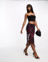 Фото #2 товара NaaNaa mesh maxi skirt co-ord with ruffle detail in black rose print