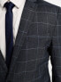 New Look skinny suit jacket in grey & blue check