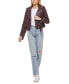 ფოტო #4 პროდუქტის Women's Faux-Leather Belted Hem Moto Jacket