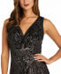 Фото #3 товара Women's Sequined V-Neck Godet Gown