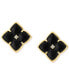 ფოტო #1 პროდუქტის EFFY® Onyx & Diamond Accent Fancy Stud Earrings in 14k Gold