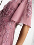Hope & Ivy plunge front embellished maxi dress in mauve