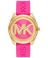 ფოტო #1 პროდუქტის Women's Janelle Three-Hand Pink Silicone Watch 42mm