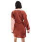 Фото #4 товара ASOS DESIGN asymmetric half wrap shirt with front button detail in pink and rust