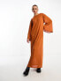 NA-KD sheer wide sleeve maxi dress in rust