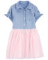 Фото #3 товара Toddler Mixed Fabric Denim Dress 2T