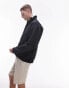 Topman premium heavyweight funnel neck full zip sweat in black