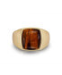 ფოტო #1 პროდუქტის Chatoyant Red Tiger Eye Quartz Gemstone Yellow Gold Plated SIlver Men Signet Ring