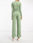 River Island co-ord high waist zebra print wide leg trouser in green