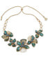 Фото #1 товара Gold-Tone Mixed Stone Flower 26" Adjustable Statement Necklace