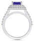 ფოტო #3 პროდუქტის Tanzanite (2-1/3 ct. t.w.) & Diamond (5/8 ct. t.w.) Cushion Halo Statement Ring in 14k Gold