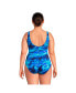 Фото #4 товара Plus Size Chlorine Resistant High Leg Soft Cup Tugless Sporty One Piece Swimsuit