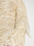 ASOS EDITION Curve v neck embellished mini shift dress with fringe in gold