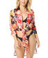 ფოტო #5 პროდუქტის Women's Side-Split Cover-Up Shirt