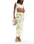 Wednesday's Girl lemon print bias cut midaxi skirt in multi