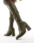 Фото #2 товара London Rebel Paige knee high sock boot in olive