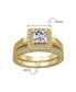 ფოტო #4 პროდუქტის 1CT Square Solitaire Cubic Zirconia Brilliant Princess Cut Halo CZ Pave Milgrain Eternity Band Anniversary Engagement Wedding Ring Set Sterling Silver