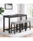 Black Industrial Dining Table Set with 3 Bar Stools (60" x 20")