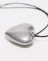 Фото #4 товара ASOS DESIGN pendant necklace with large puff heart detail in silver tone