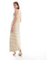 Pretty Lavish fine knit midaxi dress in beige and cream stripe