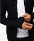 Фото #6 товара Men's Button Up Stand Collar Ribbed Knit Cardigan Sweater